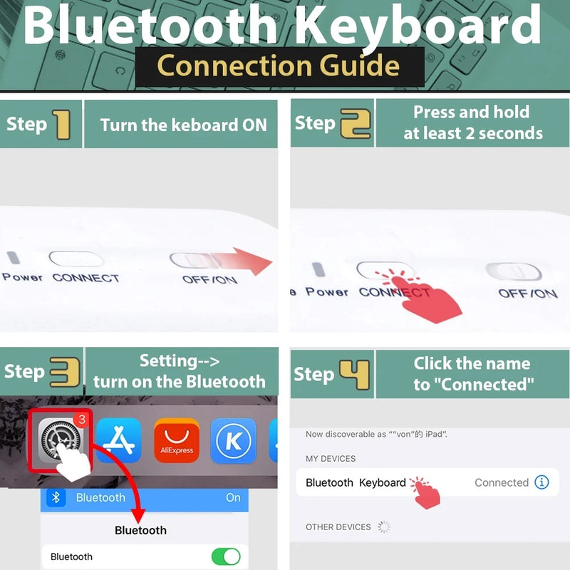 Teclado e Mouse Bluetooth Sem Fio para iPad, Xiaomi, Samsung, Huawei e Mais